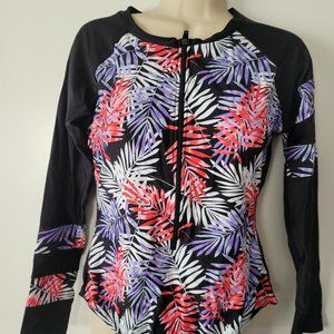 Womens 3/4 Long Sleeve Rash Guard One Piece Swimsuit Slim Fit Bathing Suits XL
